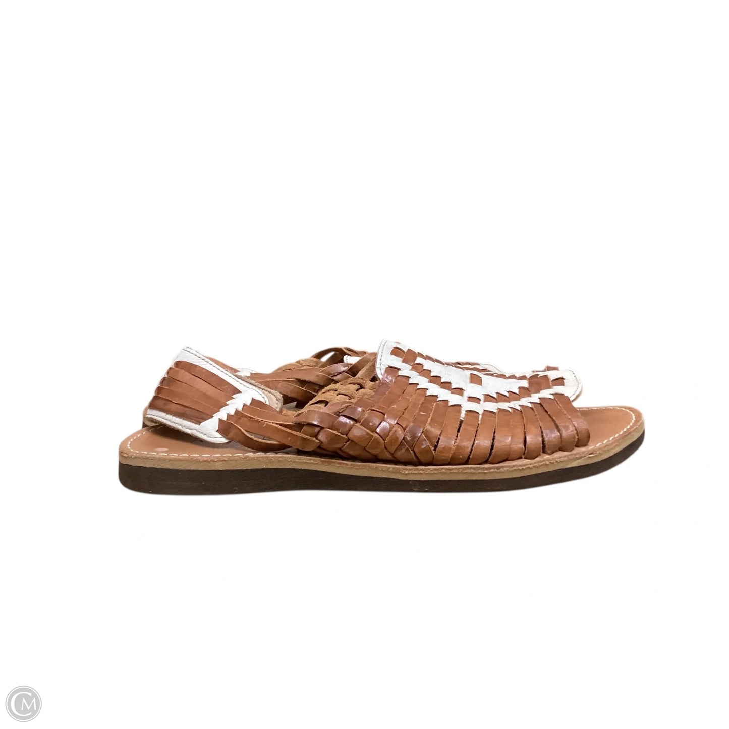 Sandals Flats By Roolee In Brown & White, Size: 10