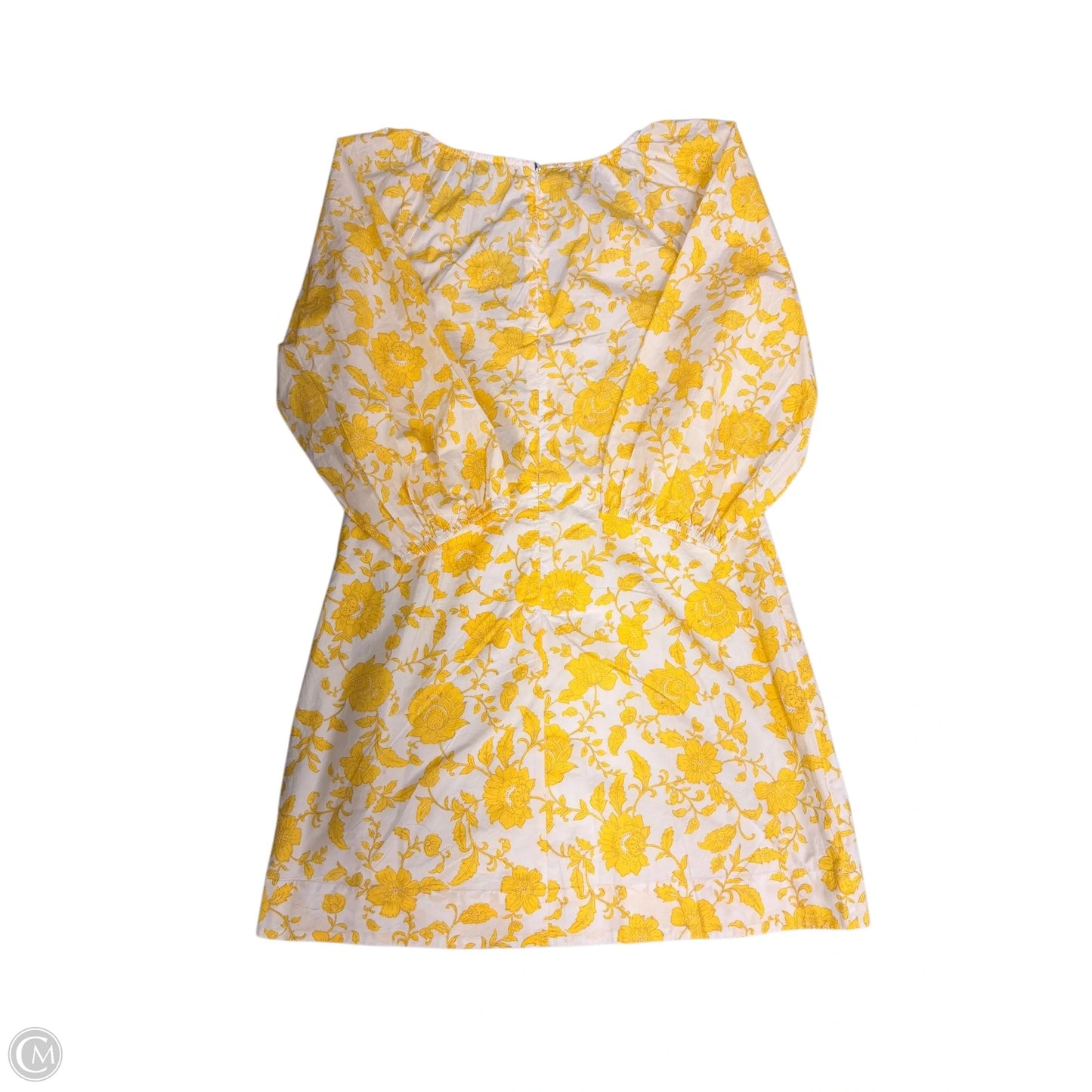Dress Casual Midi By Loft In White & Yellow, Size: 10