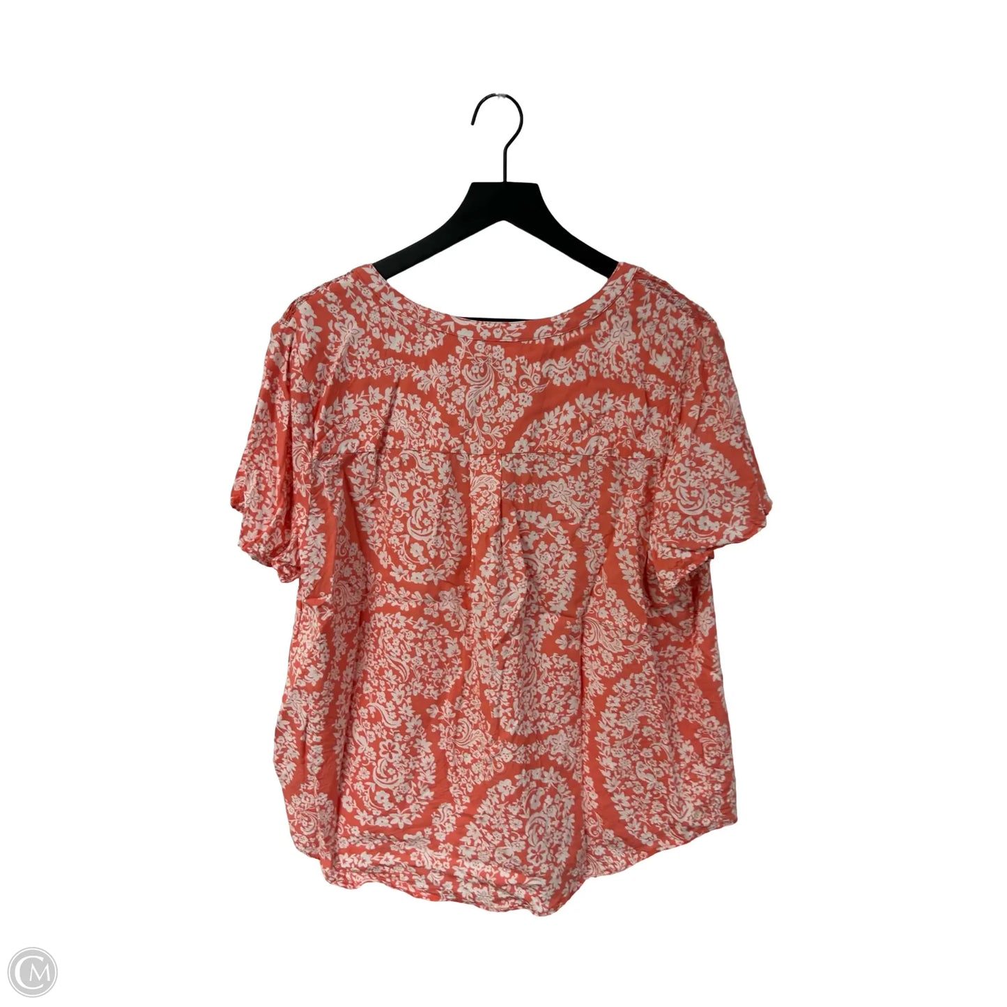 Top Short Sleeve By Croft And Barrow In Orange & White, Size: Xl