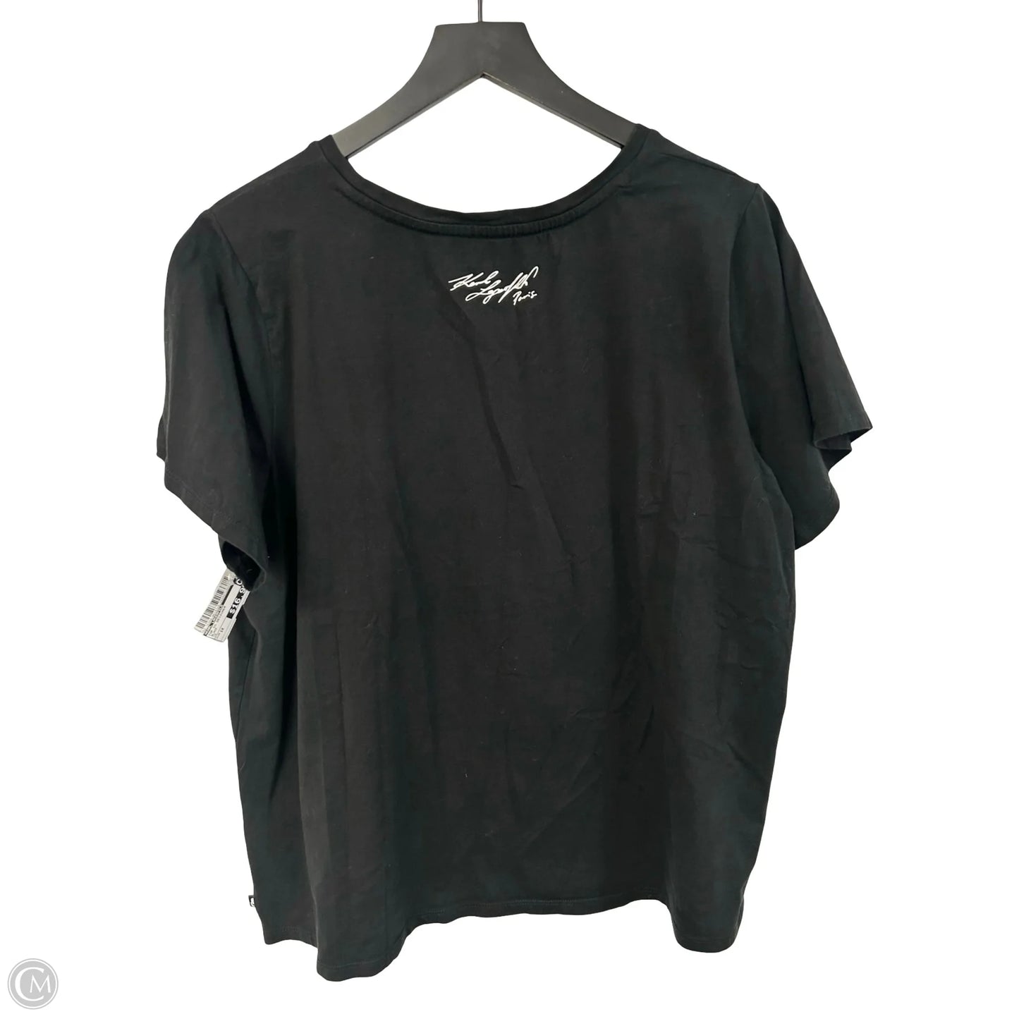 Top Short Sleeve Designer By Karl Lagerfeld In Black, Size: 1x