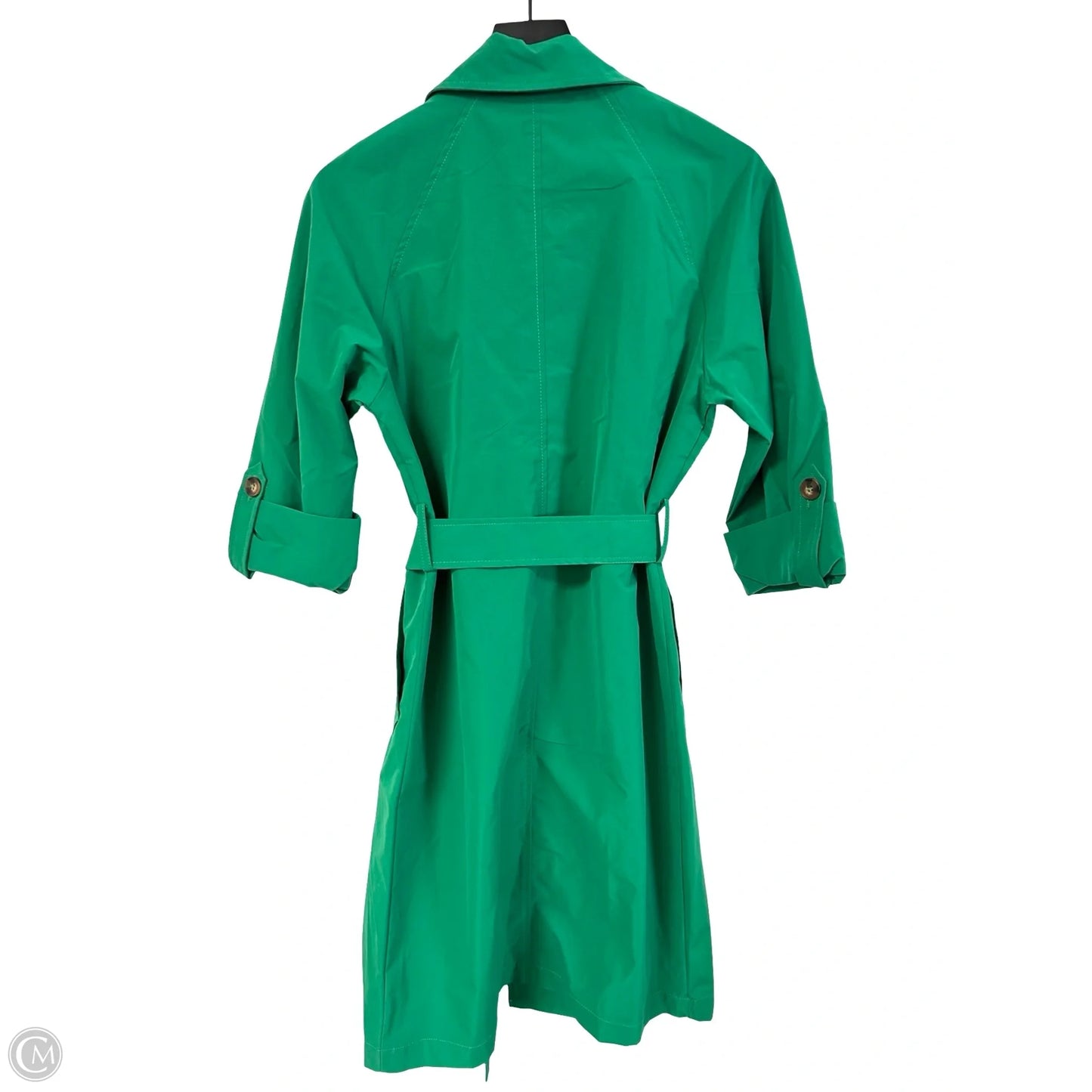 Coat Trench Coat By Love Tree In Green, Size: S