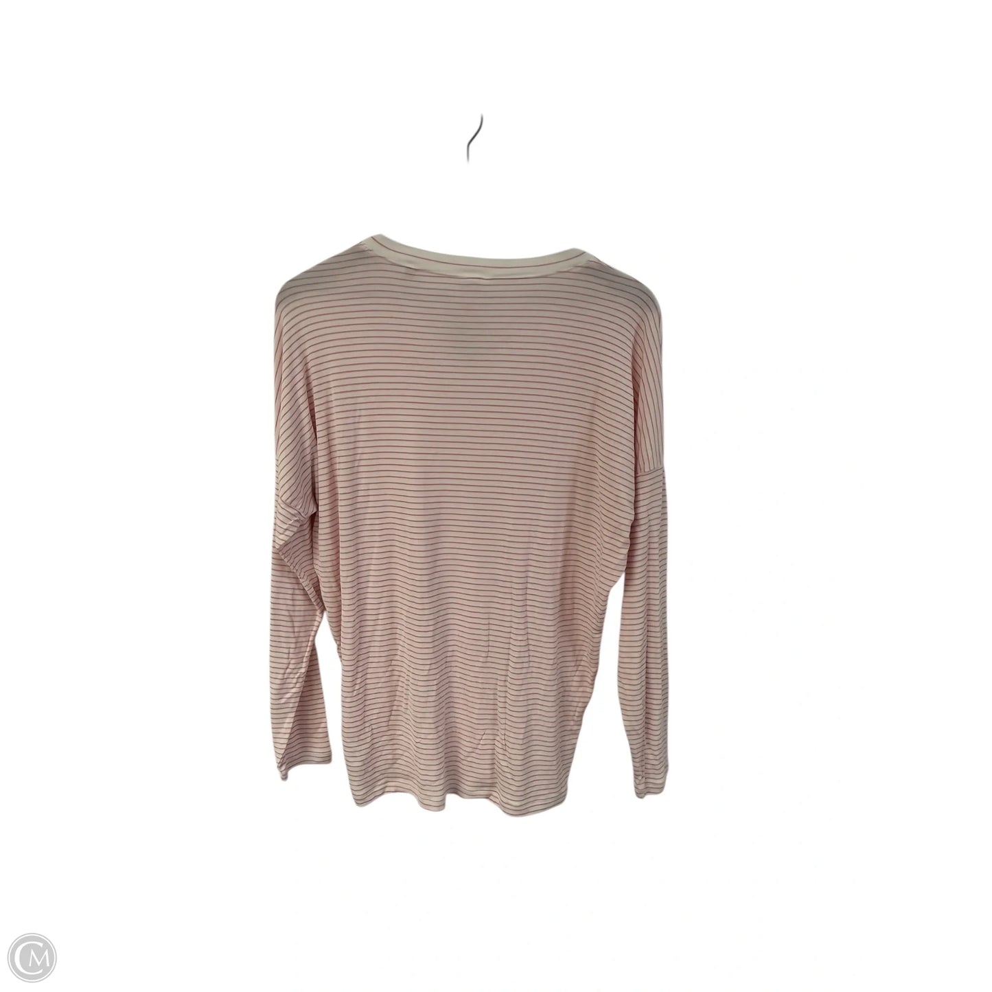 Top Long Sleeve Basic By Cabi In Pink & White, Size: S