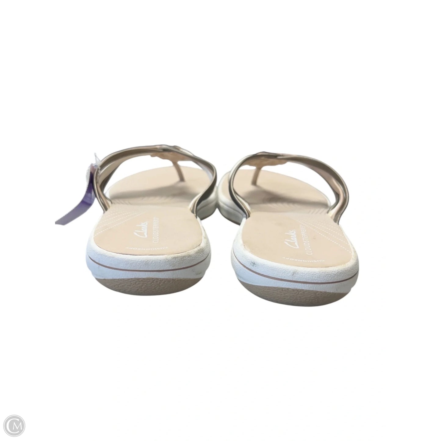 Sandals Flip Flops By Clarks In Tan & White, Size: 10