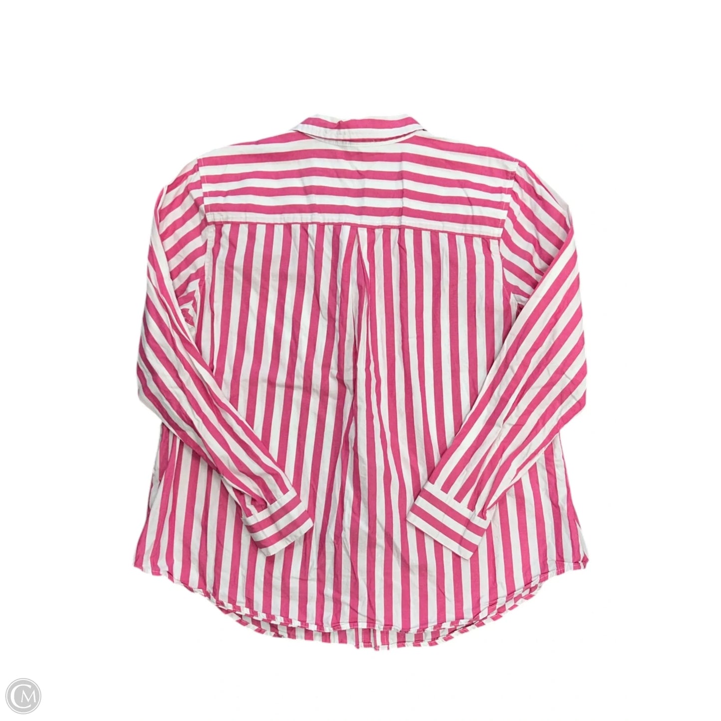 Blouse Long Sleeve By Maurices In Pink & White, Size: Xl