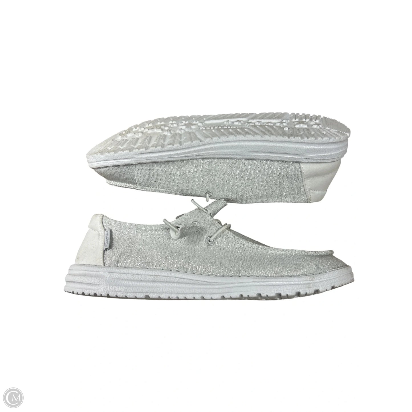 Shoes Flats By Hey Dude In Silver, Size: 8