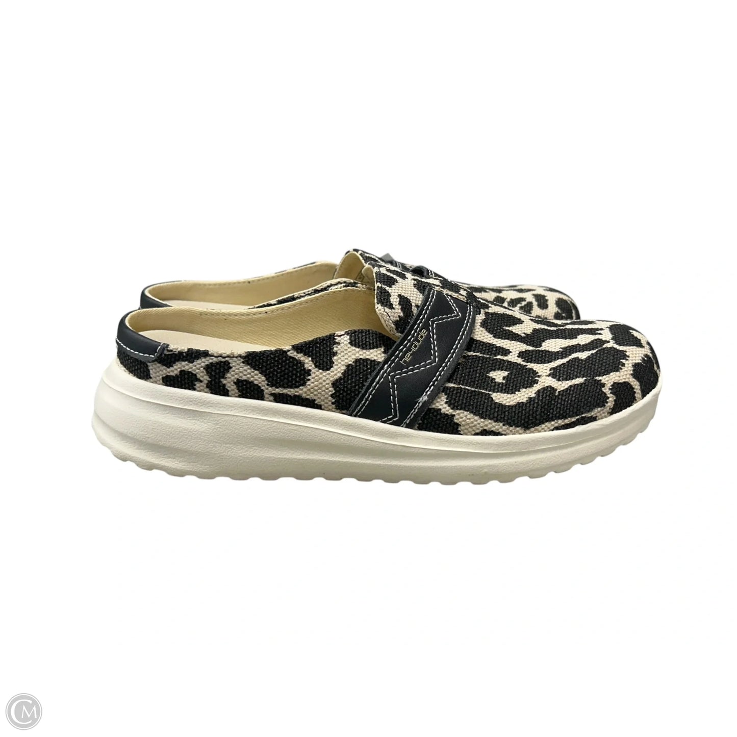 Shoes Flats By Hey Dude In Black & Cream, Size: 7