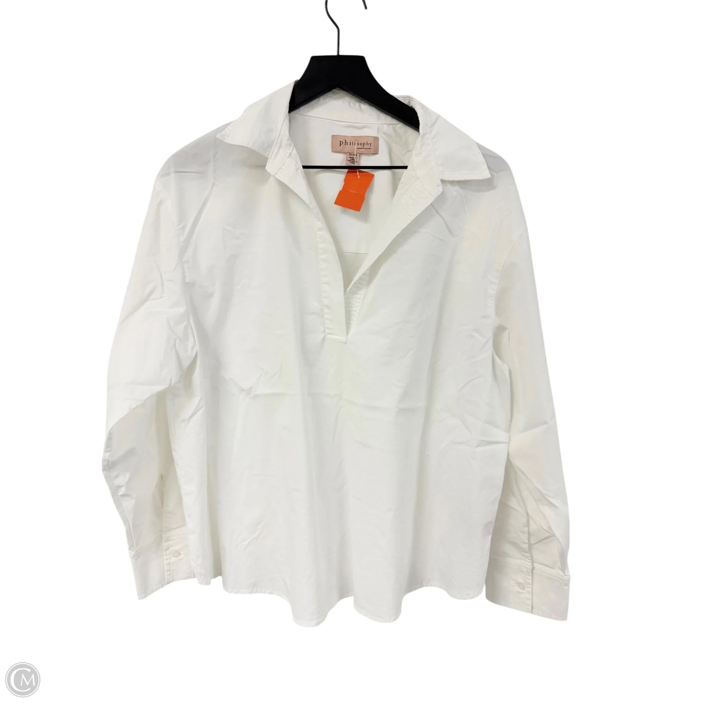 Blouse Long Sleeve By Philosophy In White, Size: Xl