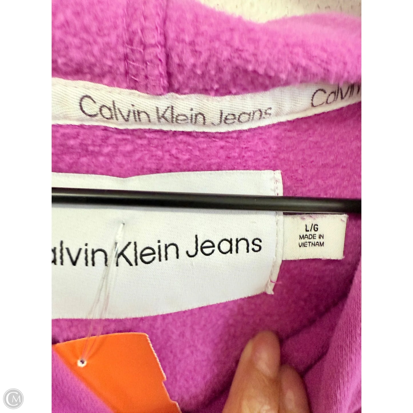 Athletic Sweatshirt Hoodie By Calvin Klein In Purple, Size: L