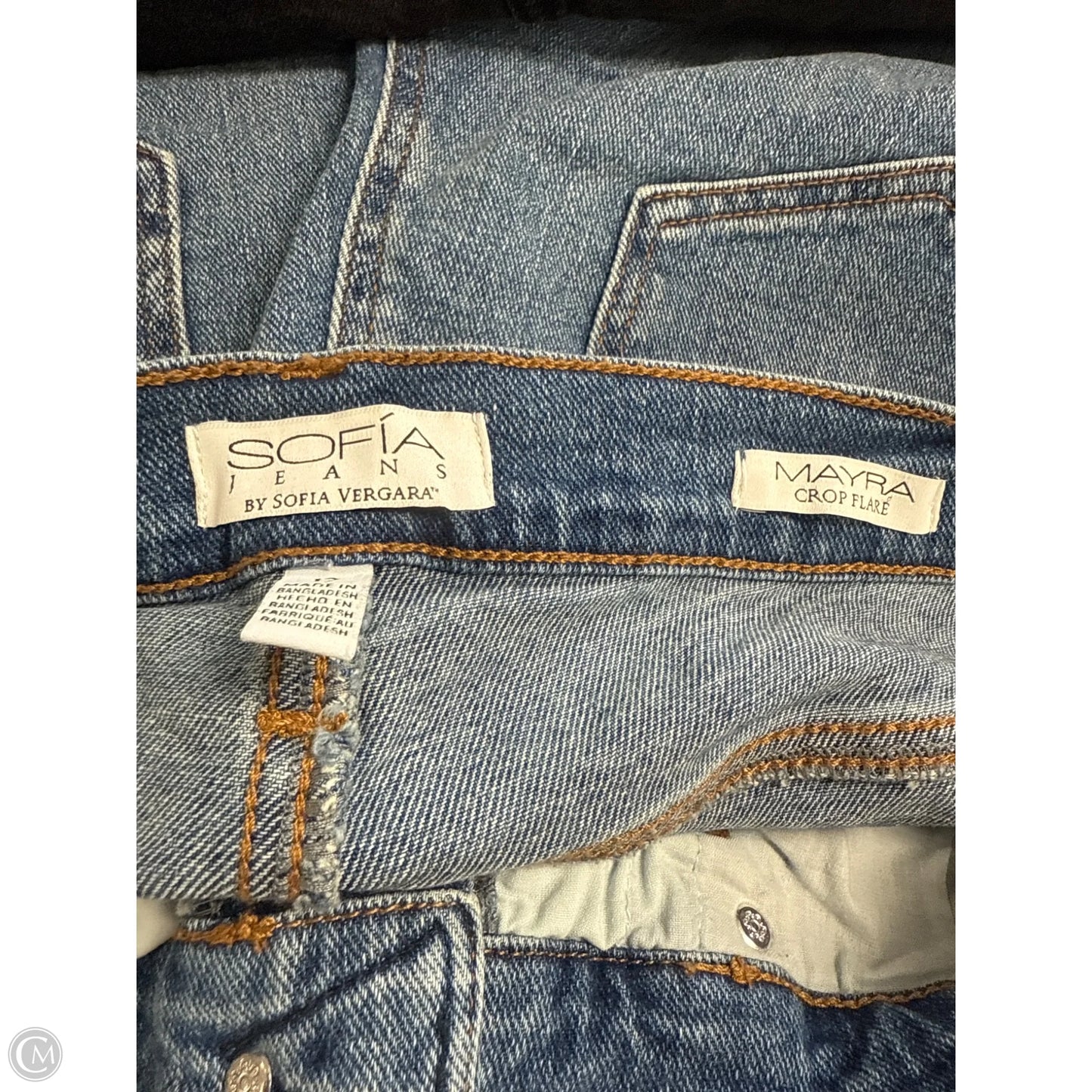 Jeans Cropped By Sofia By Sofia Vergara In Blue Denim, Size: 12