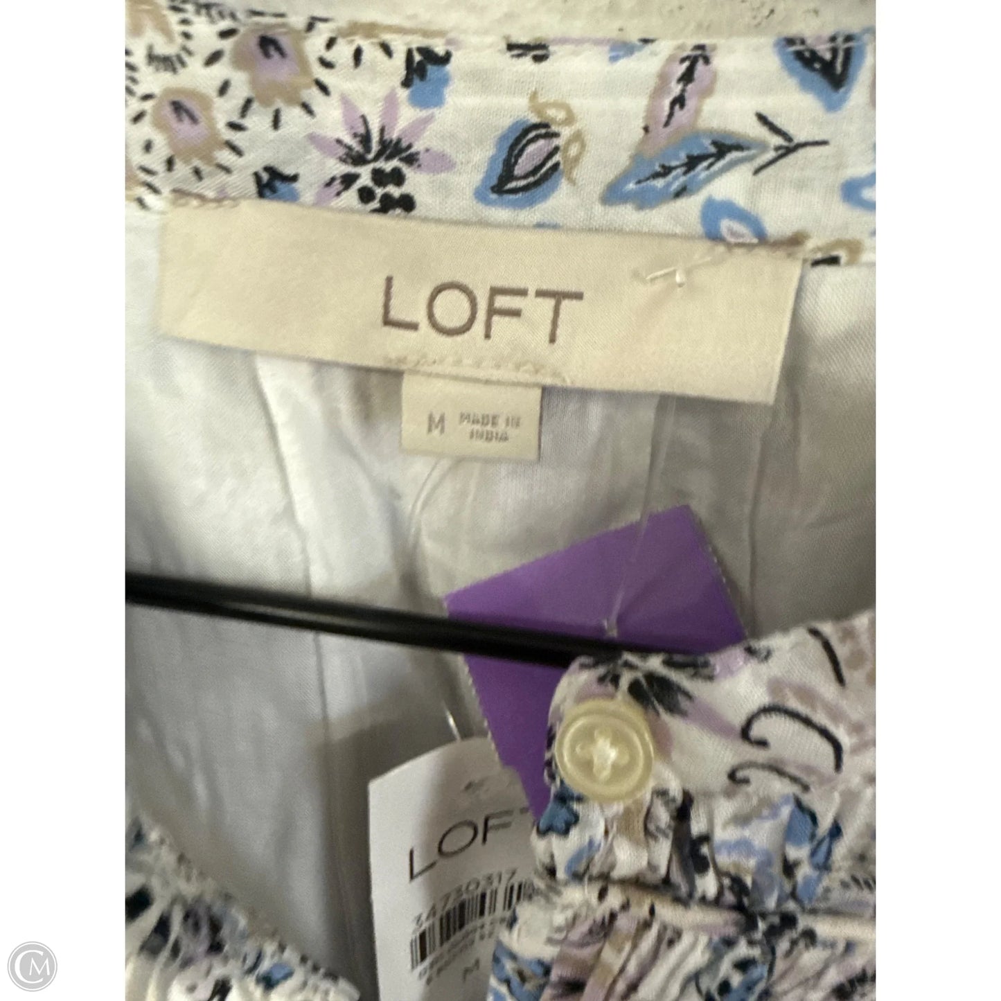 Top Long Sleeve By Loft In Blue & White, Size: M
