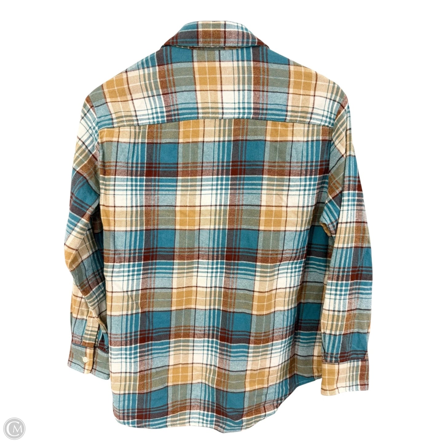 Blouse Long Sleeve By Old Navy In Plaid Pattern, Size: S
