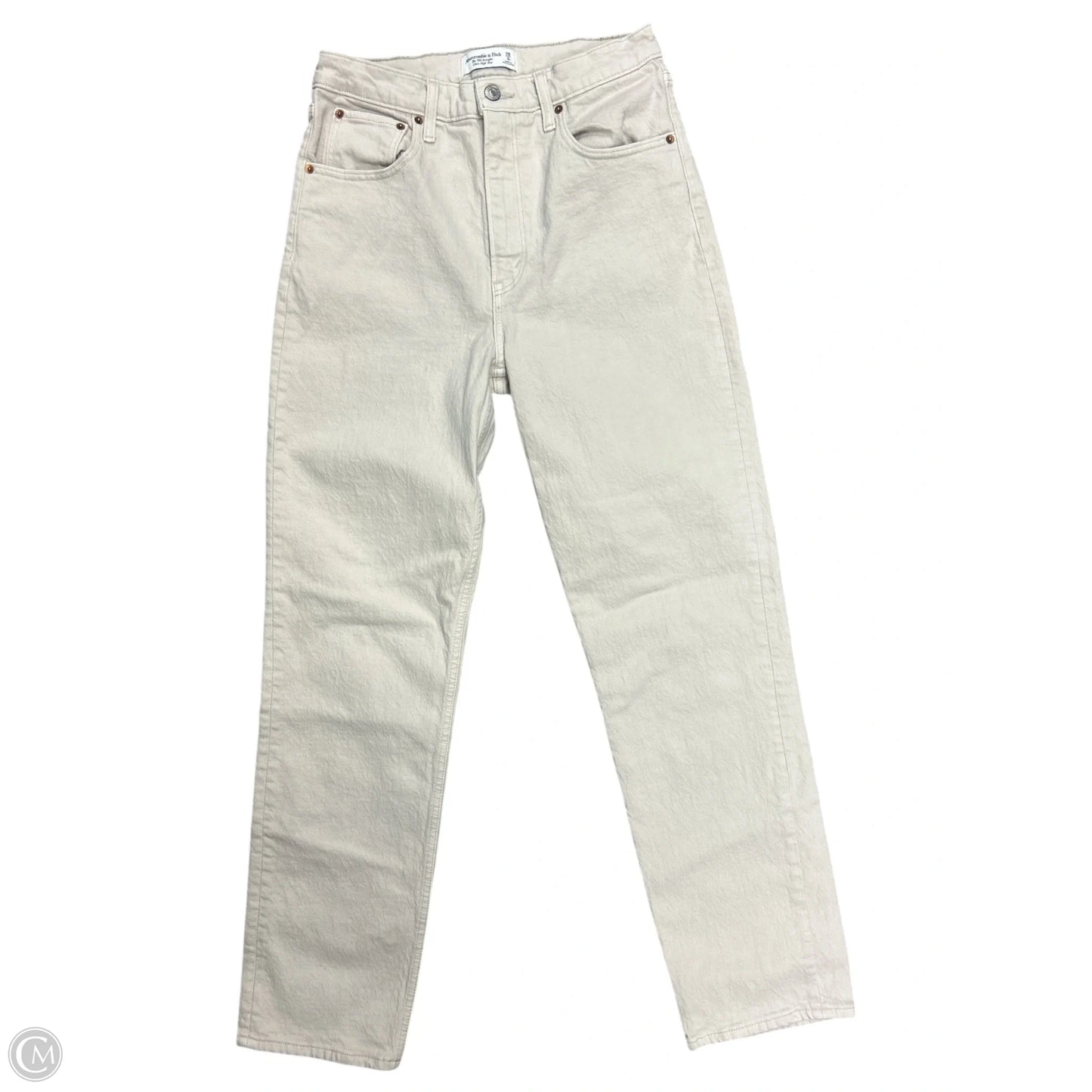 Jeans Straight By Abercrombie And Fitch In Cream Denim, Size: 6