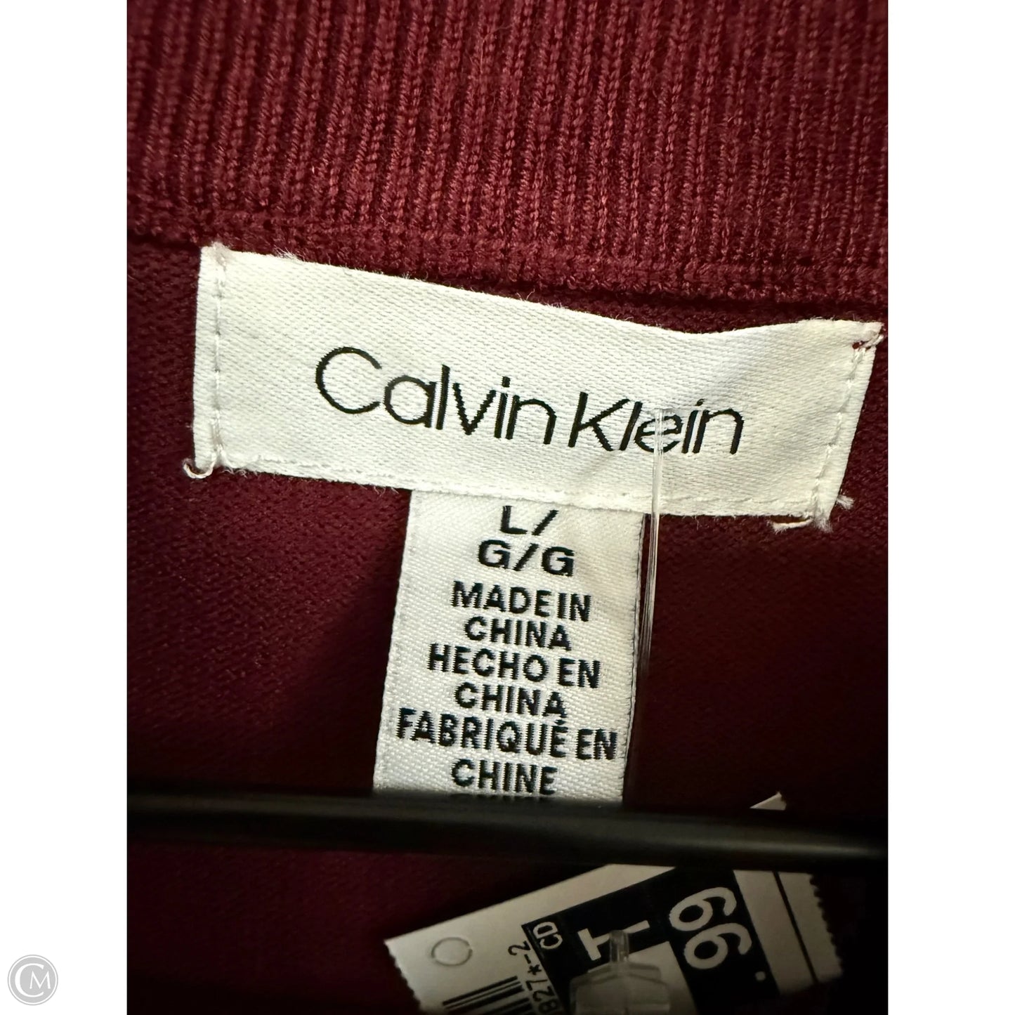 Sweater By Calvin Klein In Maroon, Size: L