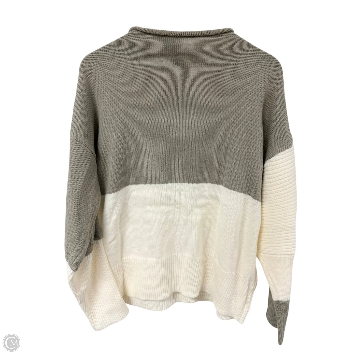 Sweater By Cme In Cream & Grey, Size: L