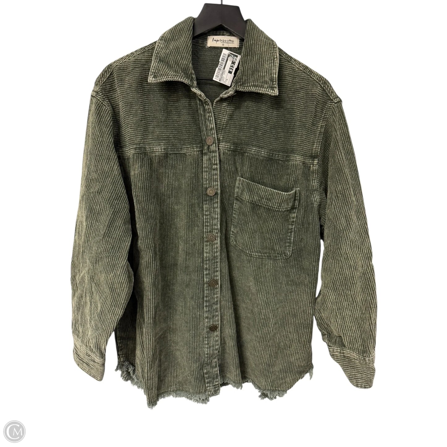 Jacket Shirt By Impressions In Green, Size: M