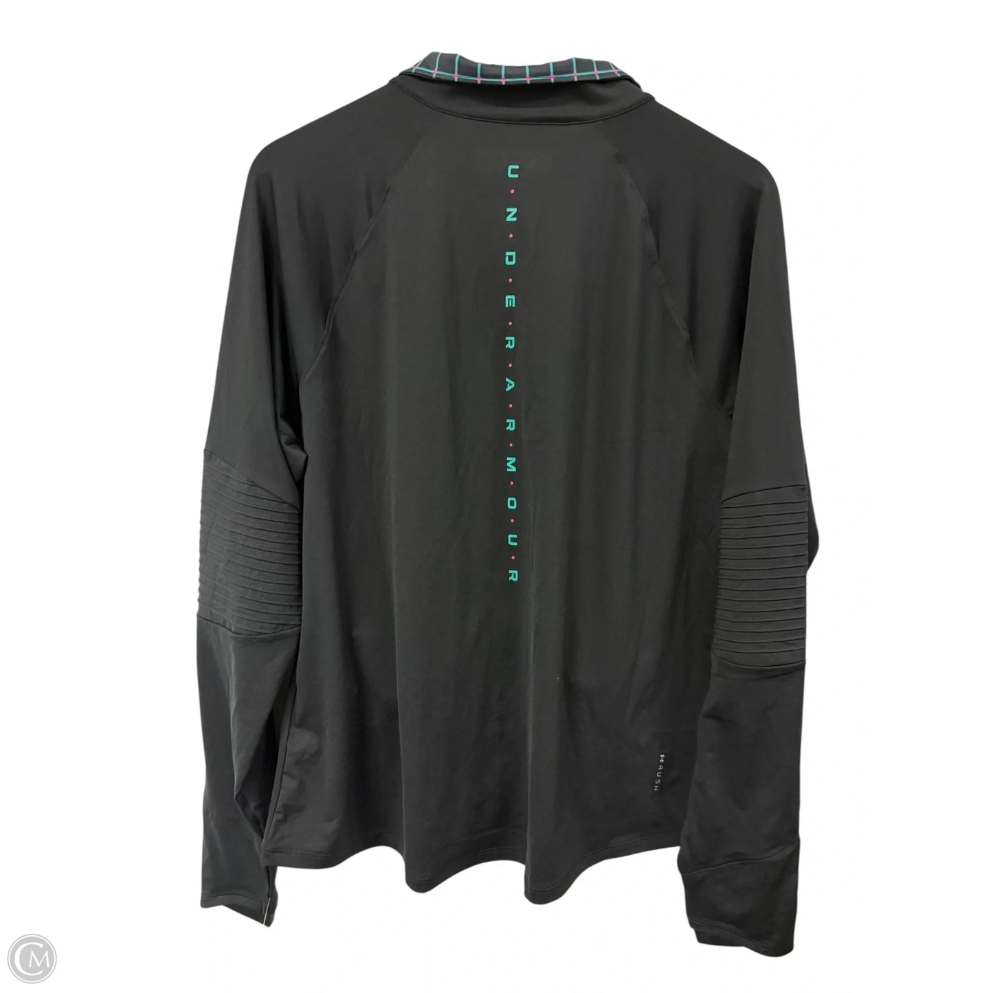 Athletic Top Long Sleeve Collar By Under Armour In Black, Size: Xxl