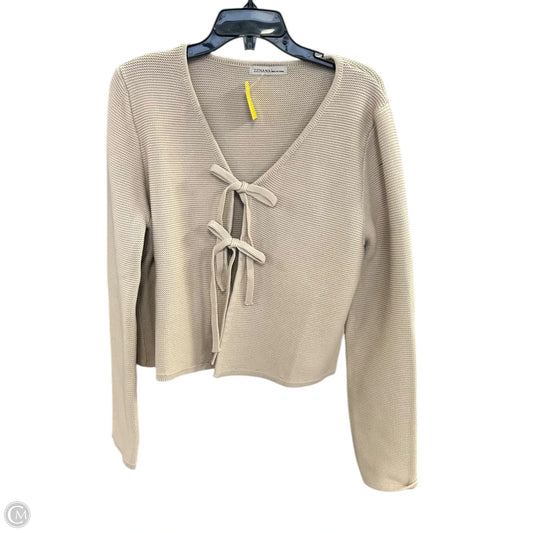 Sweater Cardigan By Zenana In Tan, Size: L