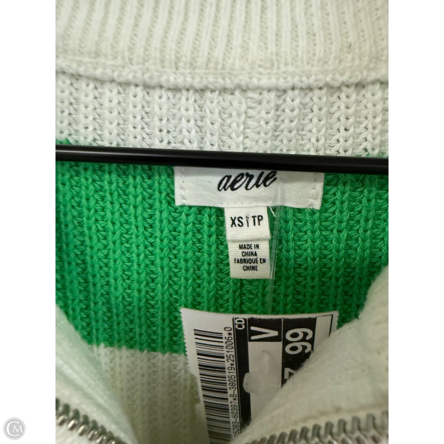 Sweater By Aerie In Green & White, Size: Xxs