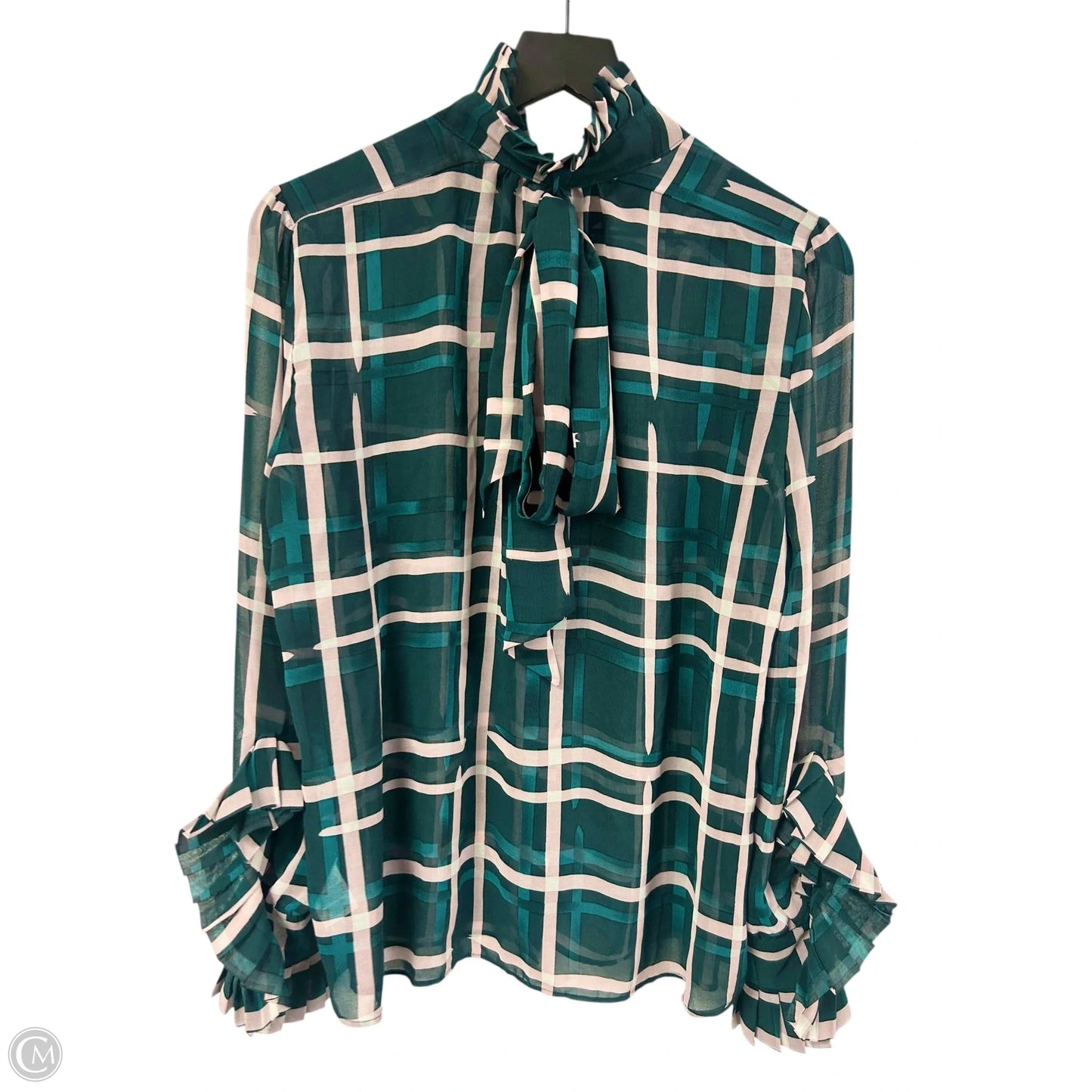 Top Long Sleeve By Cabi In Green & Pink, Size: M