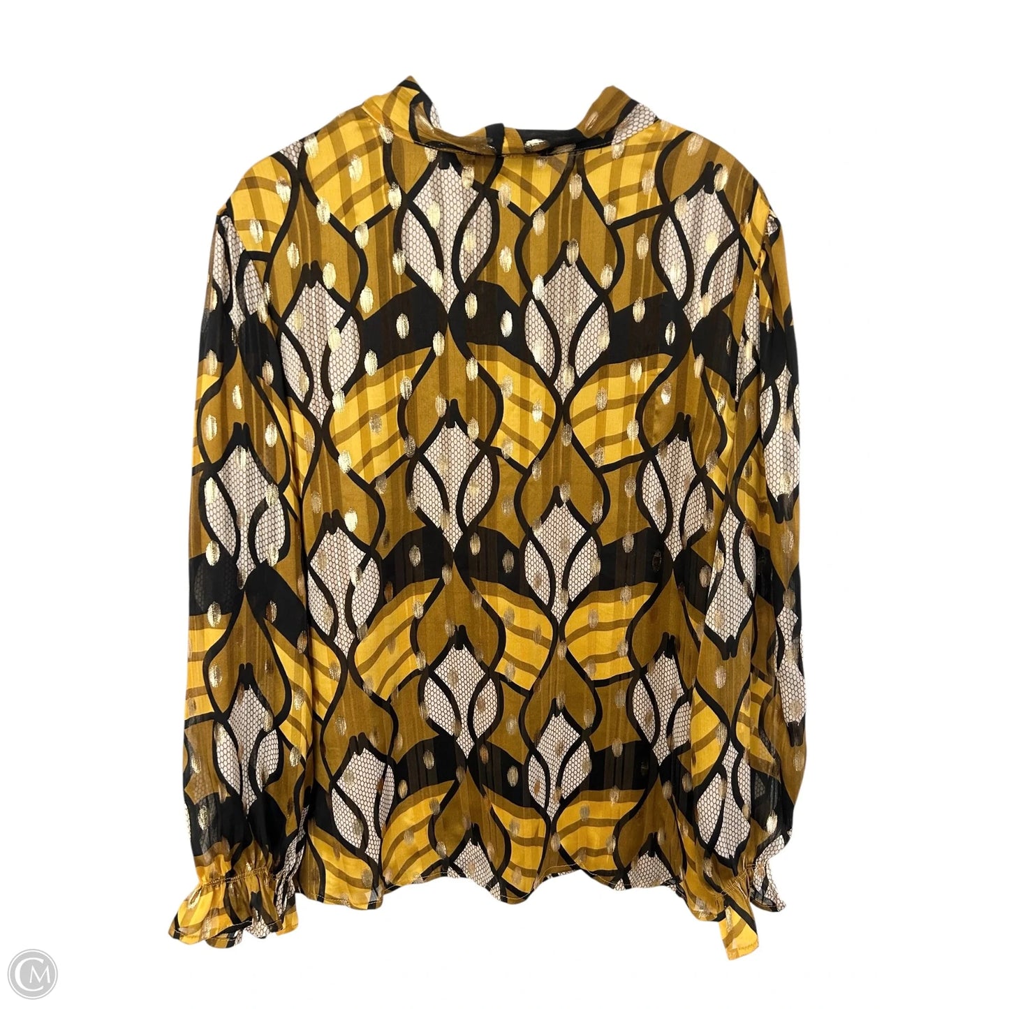 Top Long Sleeve By Ashley Stewart In Black & Yellow, Size: 18