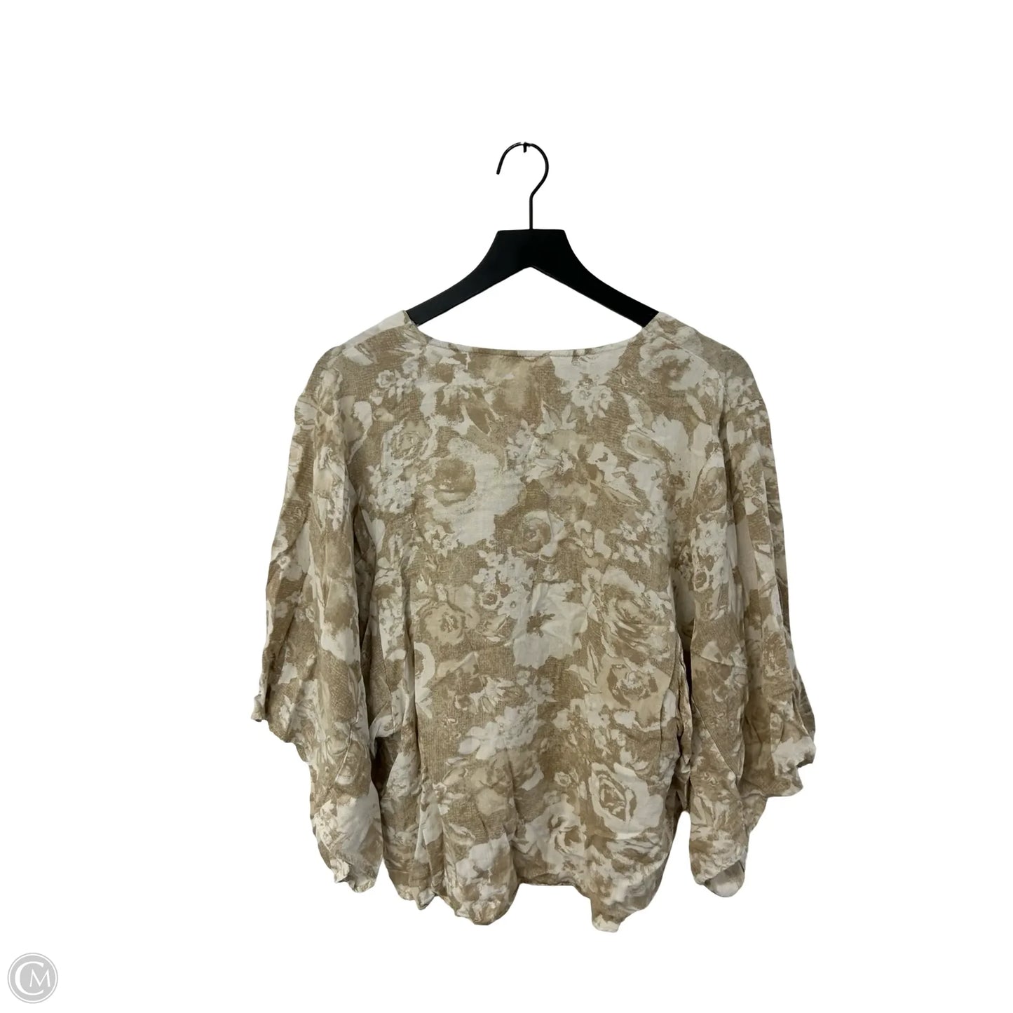 Top Short Sleeve By Oddi In Tan & White, Size: M