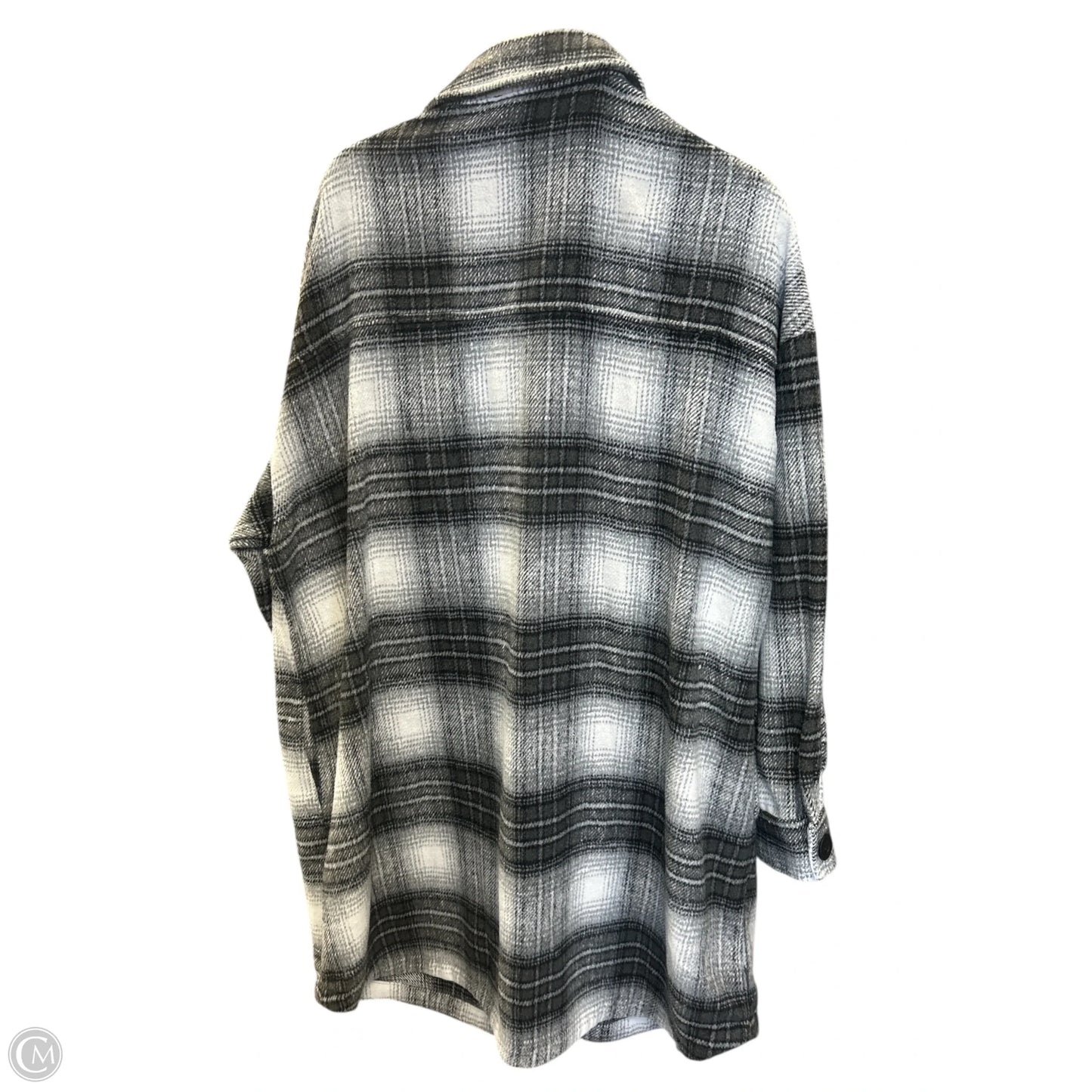 Jacket Shirt By Ee Some In Black & Grey, Size: L