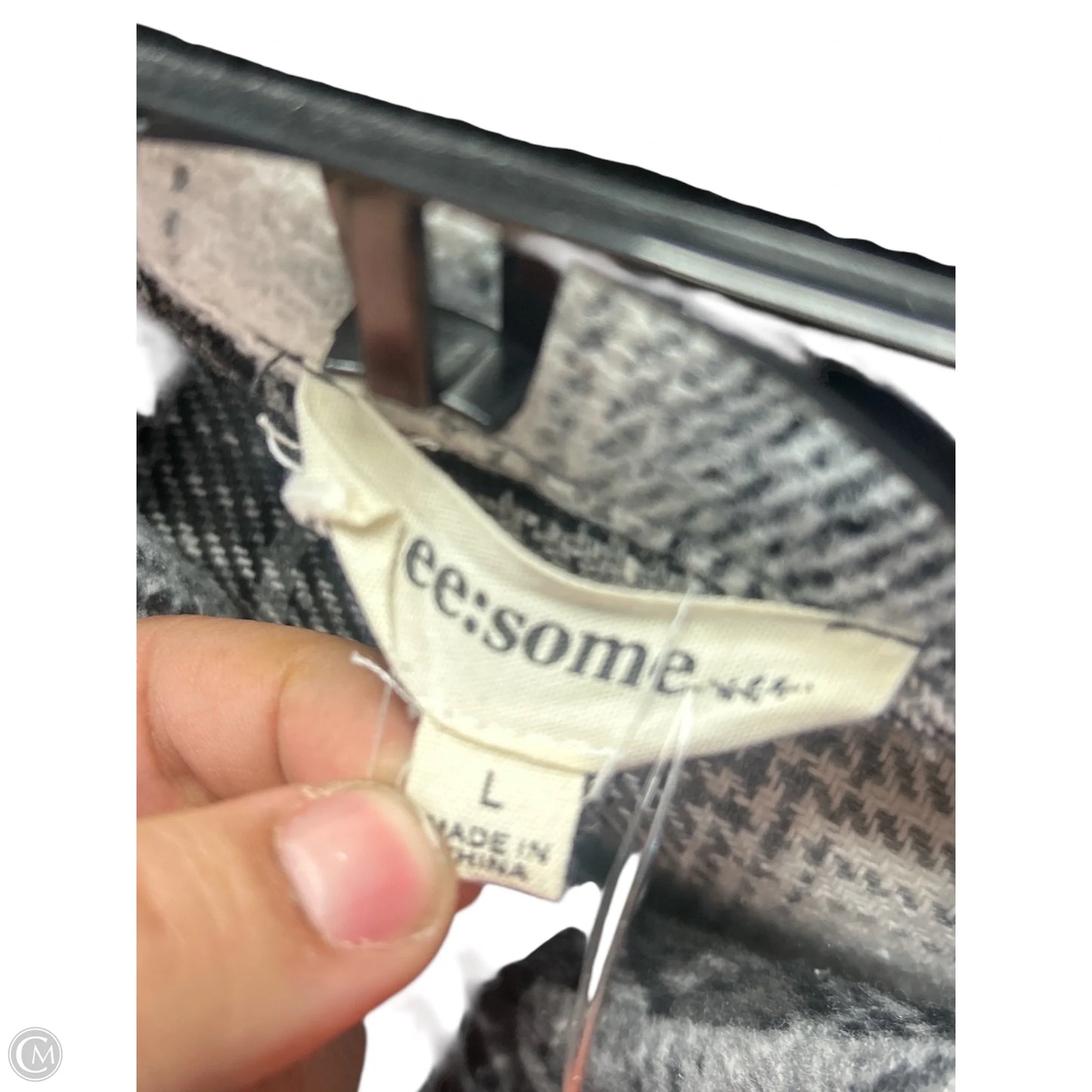Jacket Shirt By Ee Some In Black & Grey, Size: L