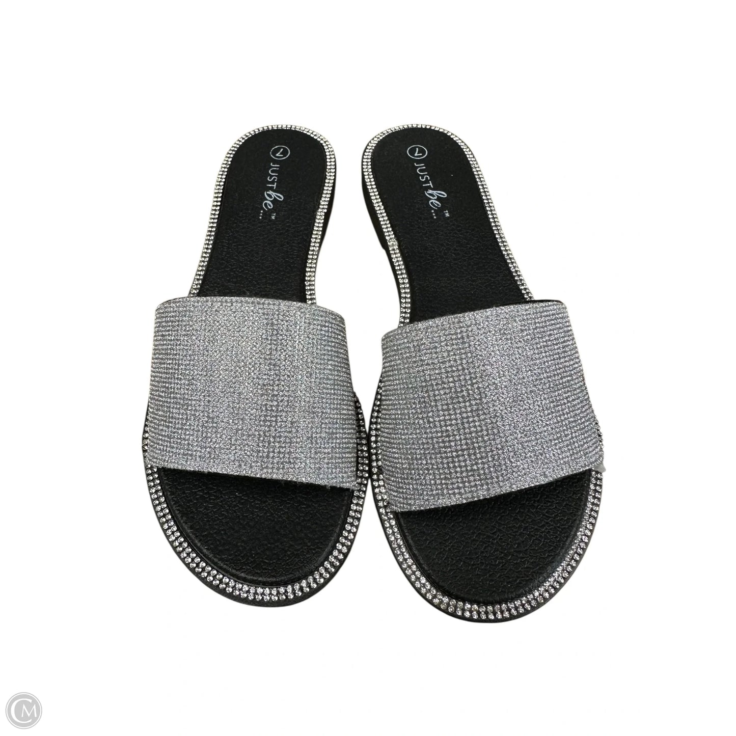 Sandals Flats By Just Be In Silver, Size: 7