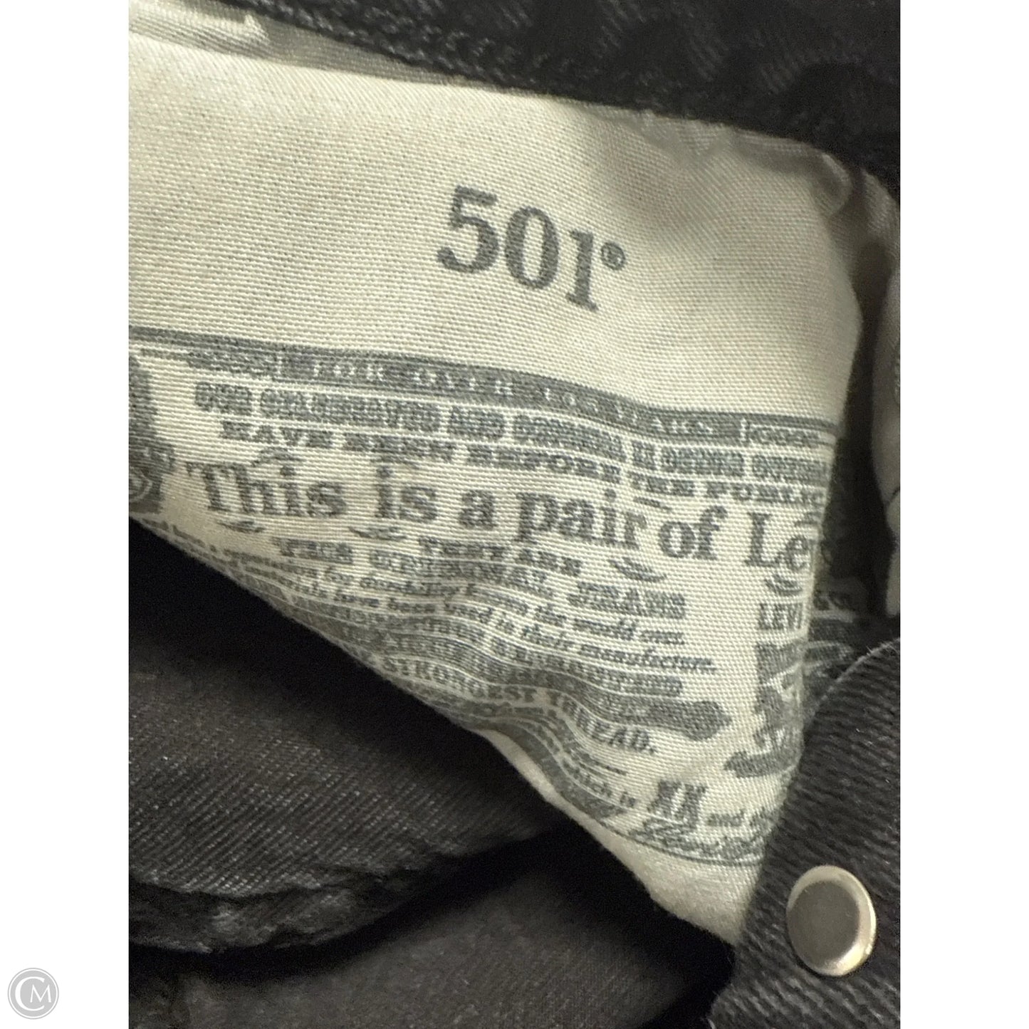 Jeans Straight By Levis In Black Denim, Size: 4