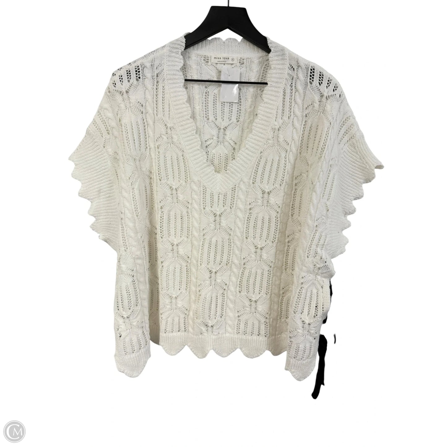 Sweater Short Sleeve By Cmc In White, Size: S