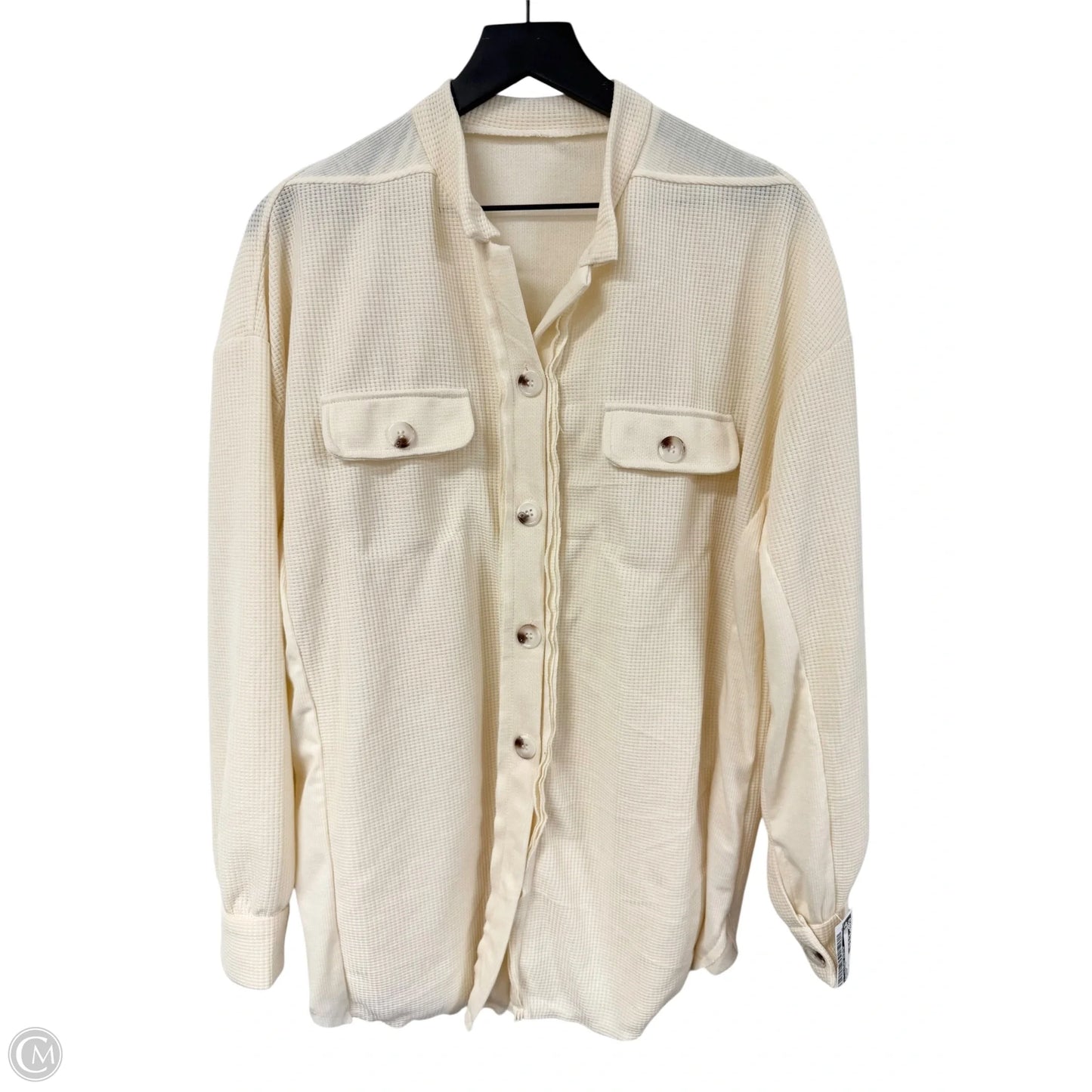 Blouse Long Sleeve By Clothes Mentor In Cream, Size: M