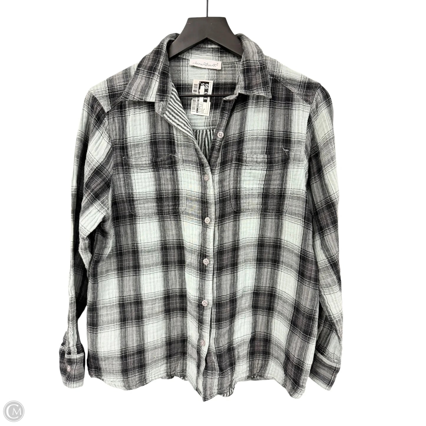 Blouse Long Sleeve By Clothes Mentor In Black & Blue, Size: L