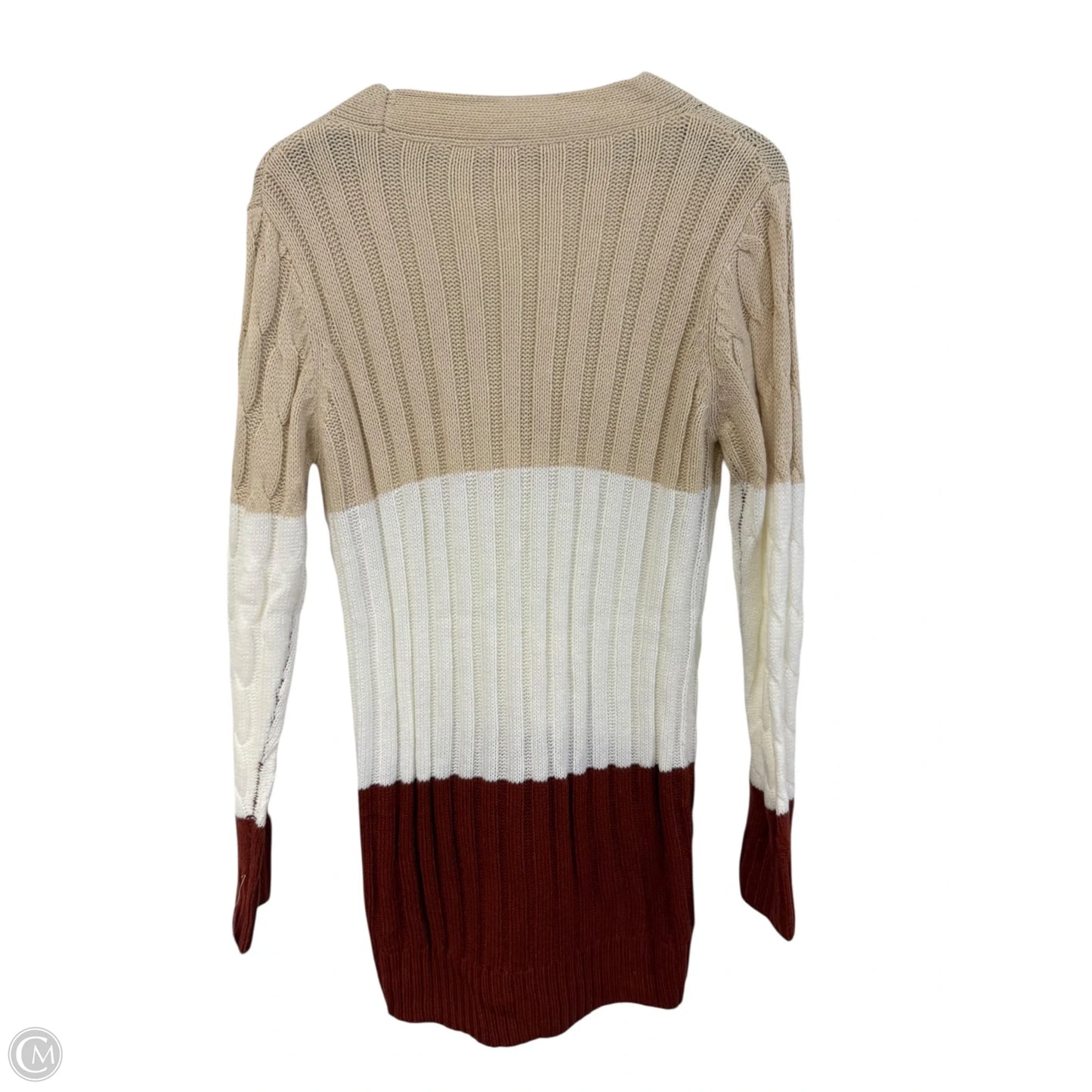 Sweater Cardigan By Cme In Red & Tan, Size: S