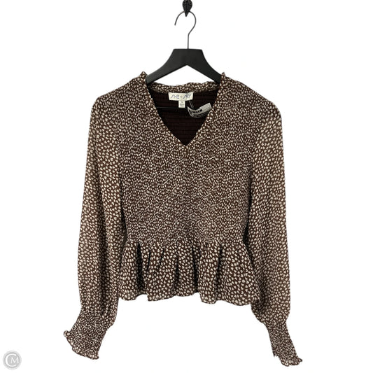 Top Long Sleeve By She + Sky In Brown, Size: S