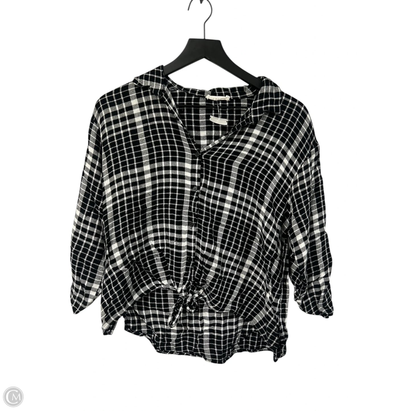Blouse Long Sleeve By Lush In Black & White, Size: S