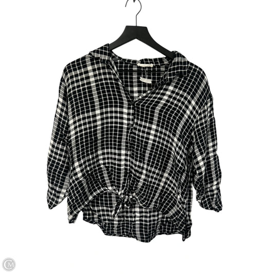 Blouse Long Sleeve By Lush In Black & White, Size: S