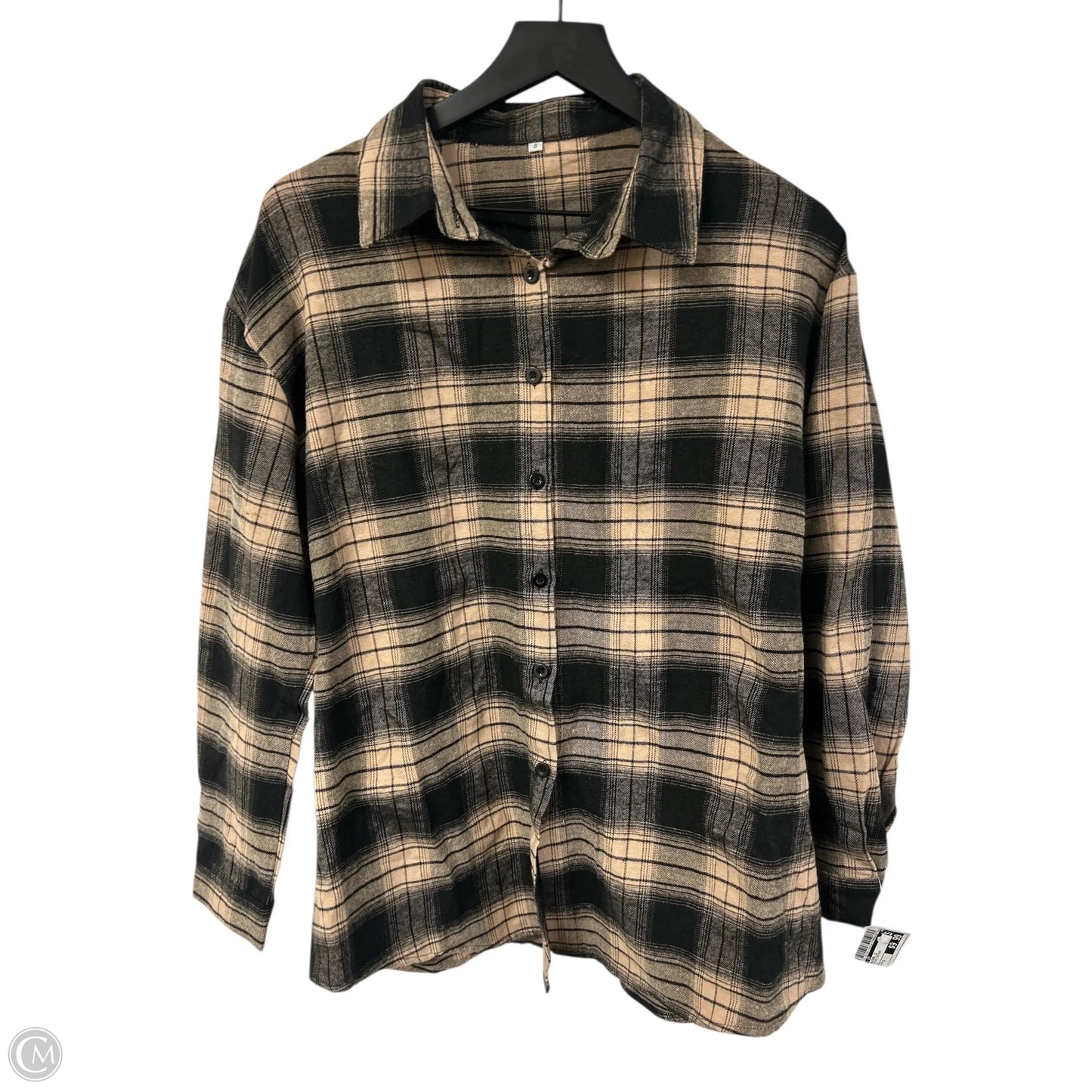 Blouse Long Sleeve By Cmf In Plaid Pattern, Size: S