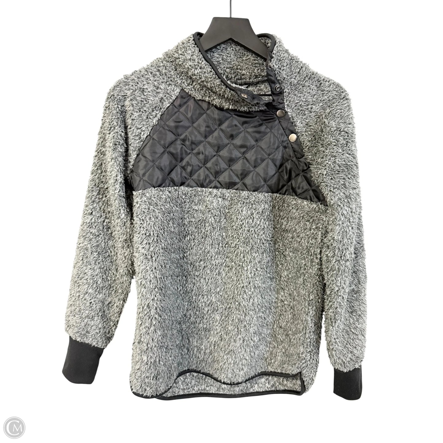 Sweatshirt Collar By Cme In Black & Grey, Size: S