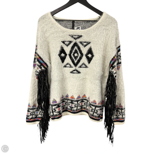 Sweater By Elan In Black & White, Size: L