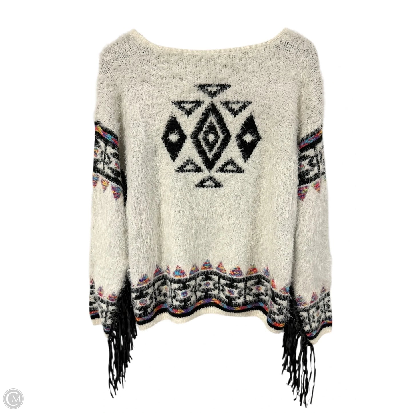 Sweater By Elan In Black & White, Size: L