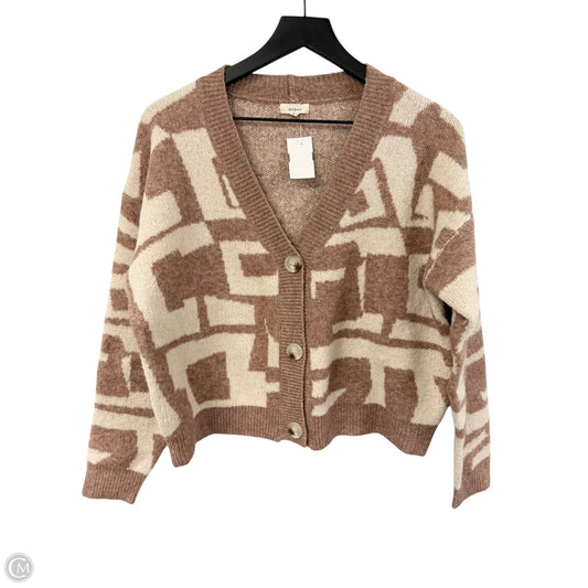 Sweater Cardigan By Debut In Cream & Tan, Size: M