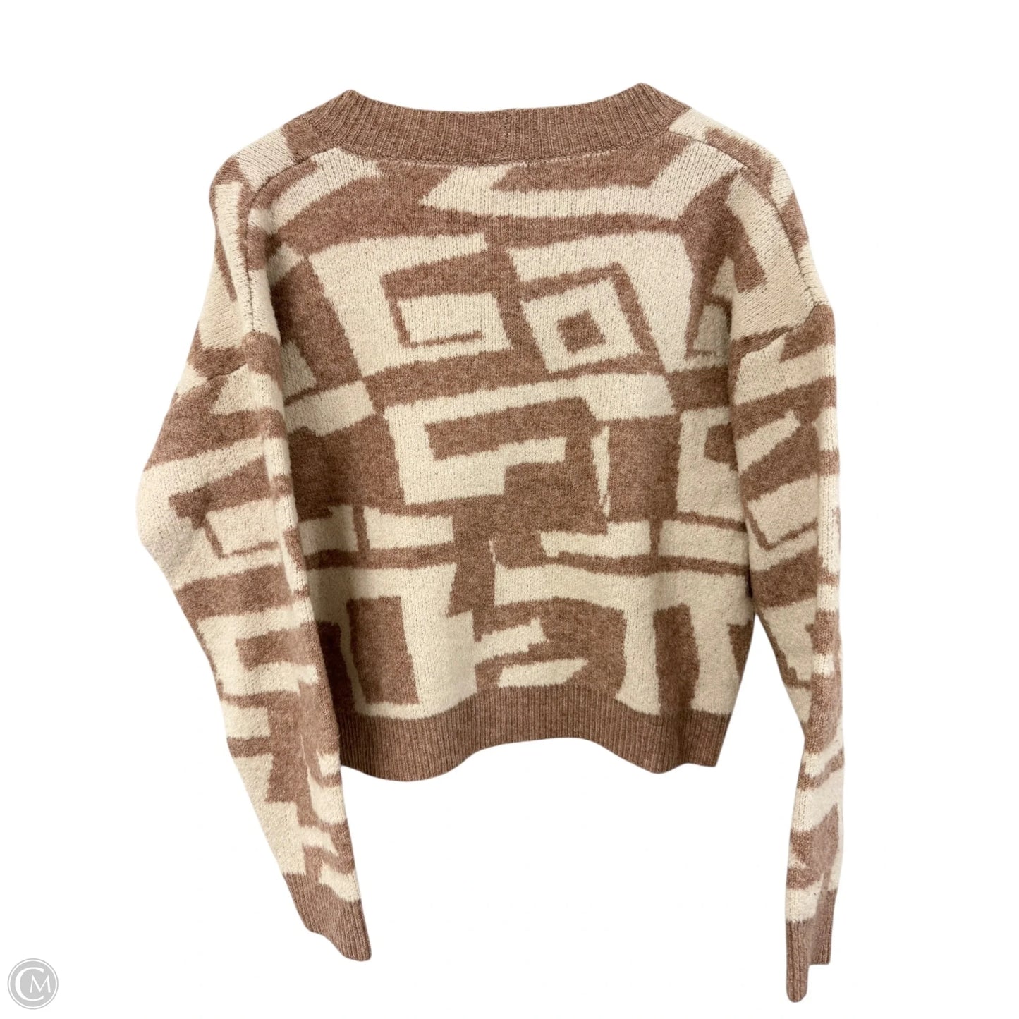 Sweater Cardigan By Debut In Cream & Tan, Size: M