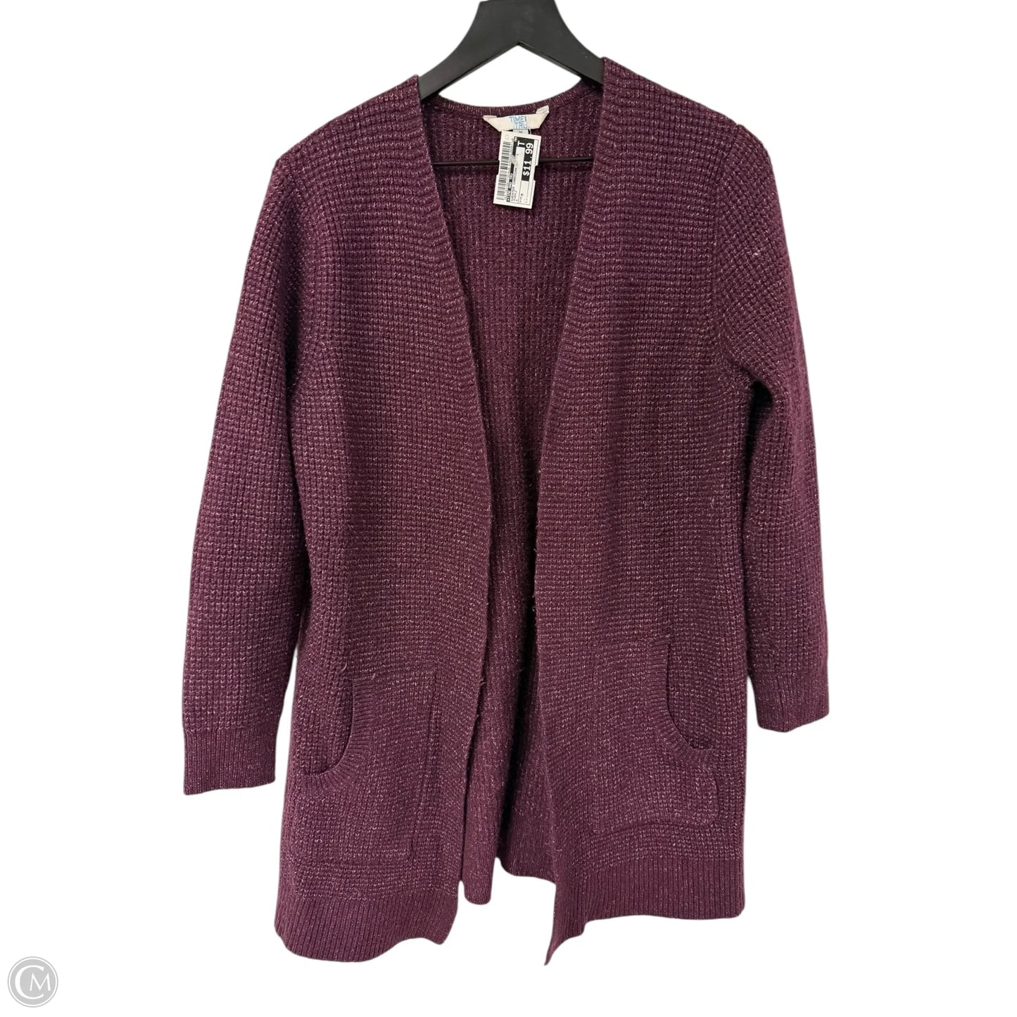 Sweater Cardigan By Time And Tru In Purple, Size: M