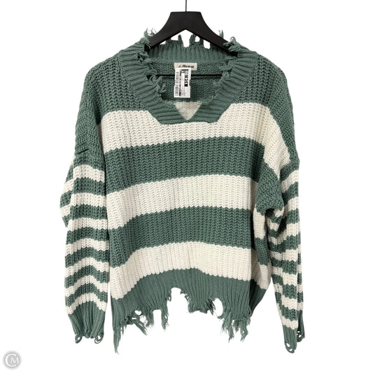 Sweater By Clothes Mentor In Green & White, Size: L