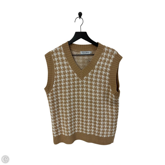 Vest Sweater By Clothes Mentor In Tan & White, Size: L