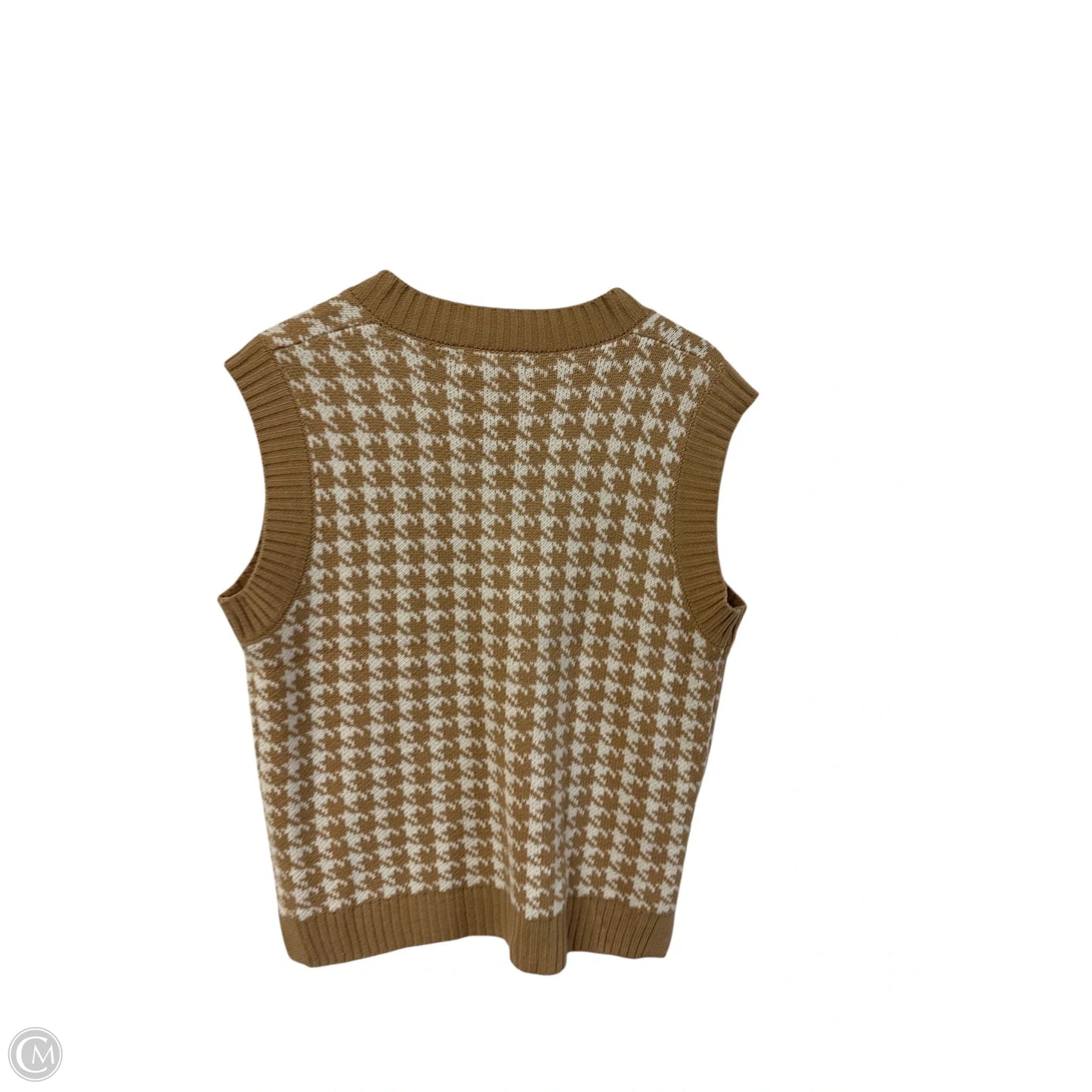 Vest Sweater By Clothes Mentor In Tan & White, Size: L