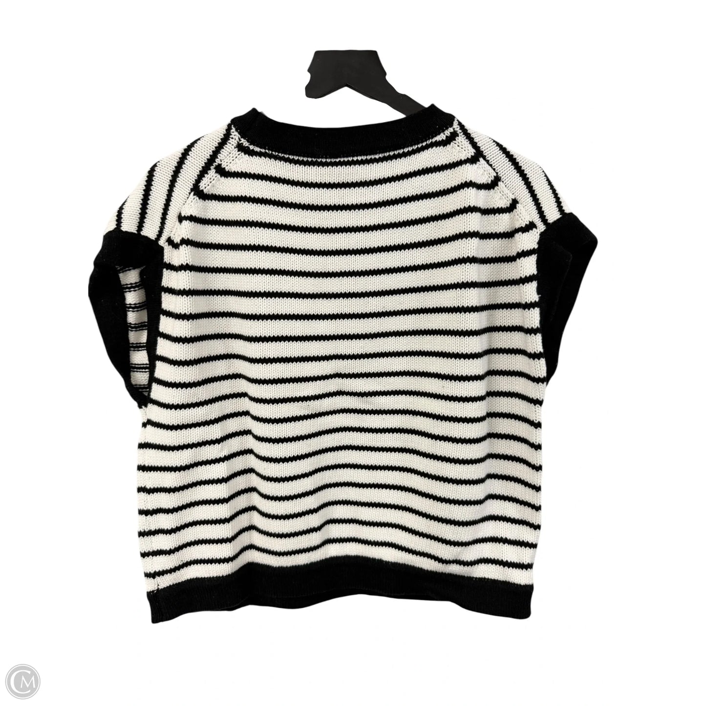 Sweater Short Sleeve By Ee Some In Black & White, Size: L