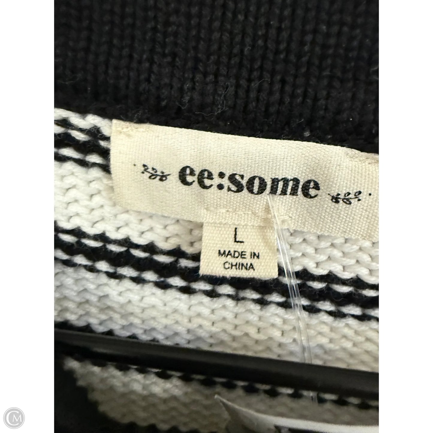 Sweater Short Sleeve By Ee Some In Black & White, Size: L