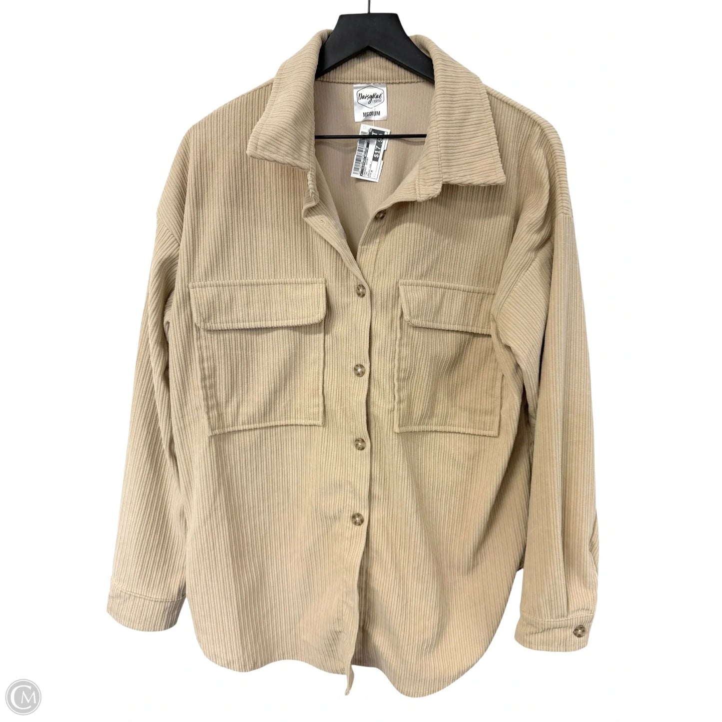 Jacket Shirt By Clothes Mentor In Tan, Size: M