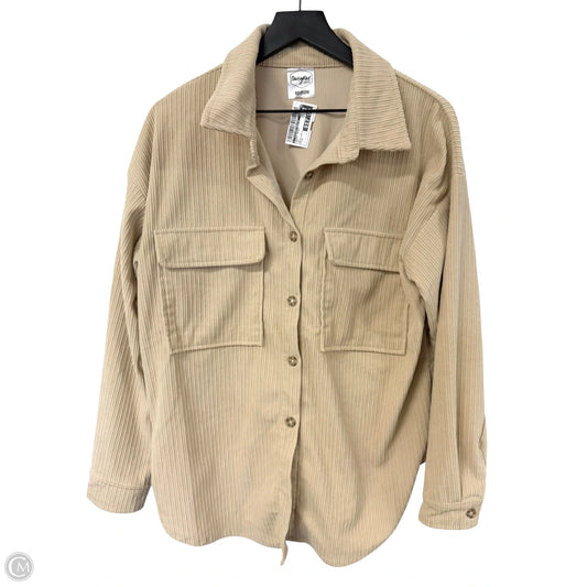 Jacket Shirt By Clothes Mentor In Tan, Size: M